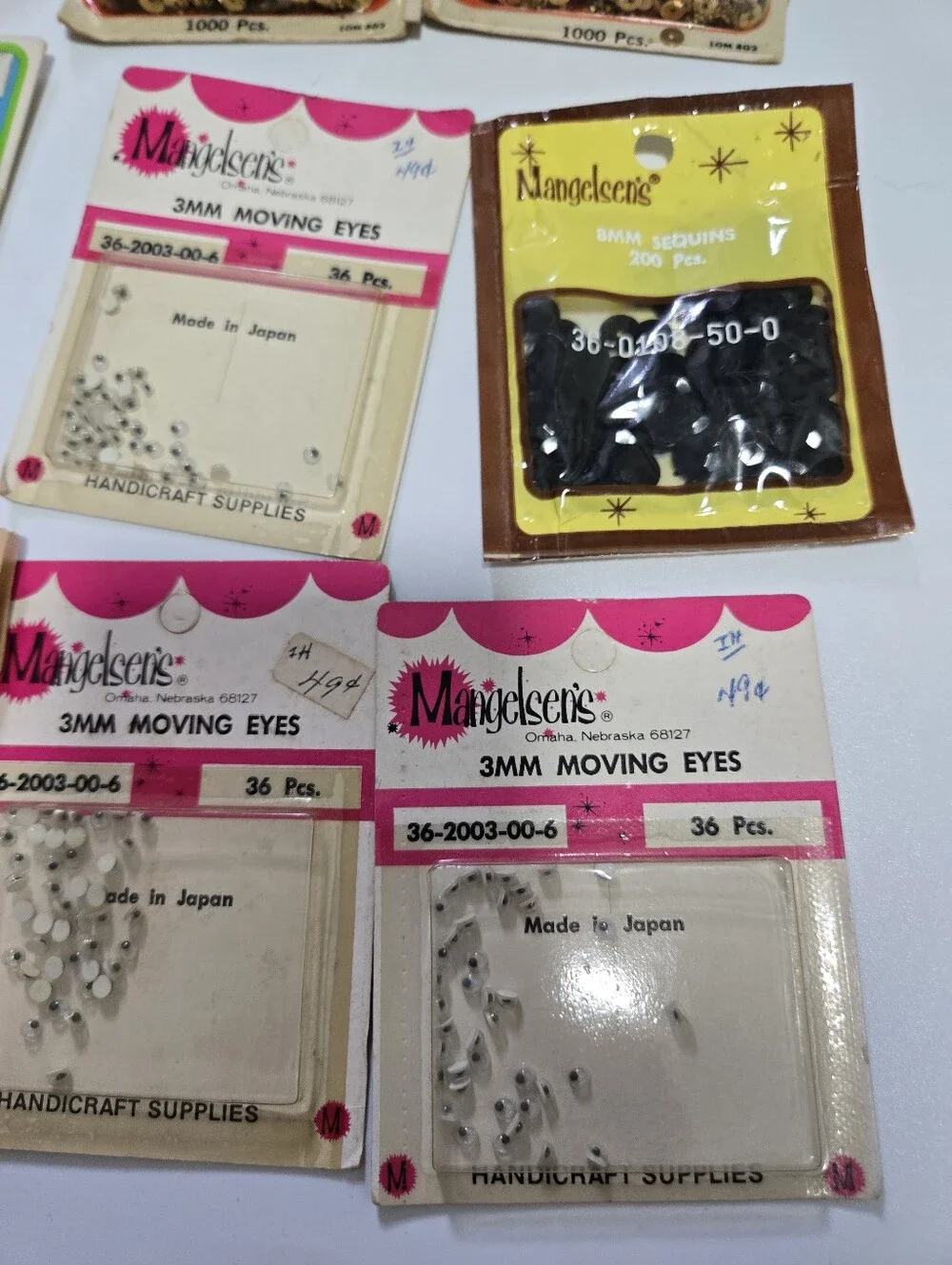 Lot Of Vintage Sewing Notions Sequins Pins Moving Eyes 50s 60s Retro Deadstock